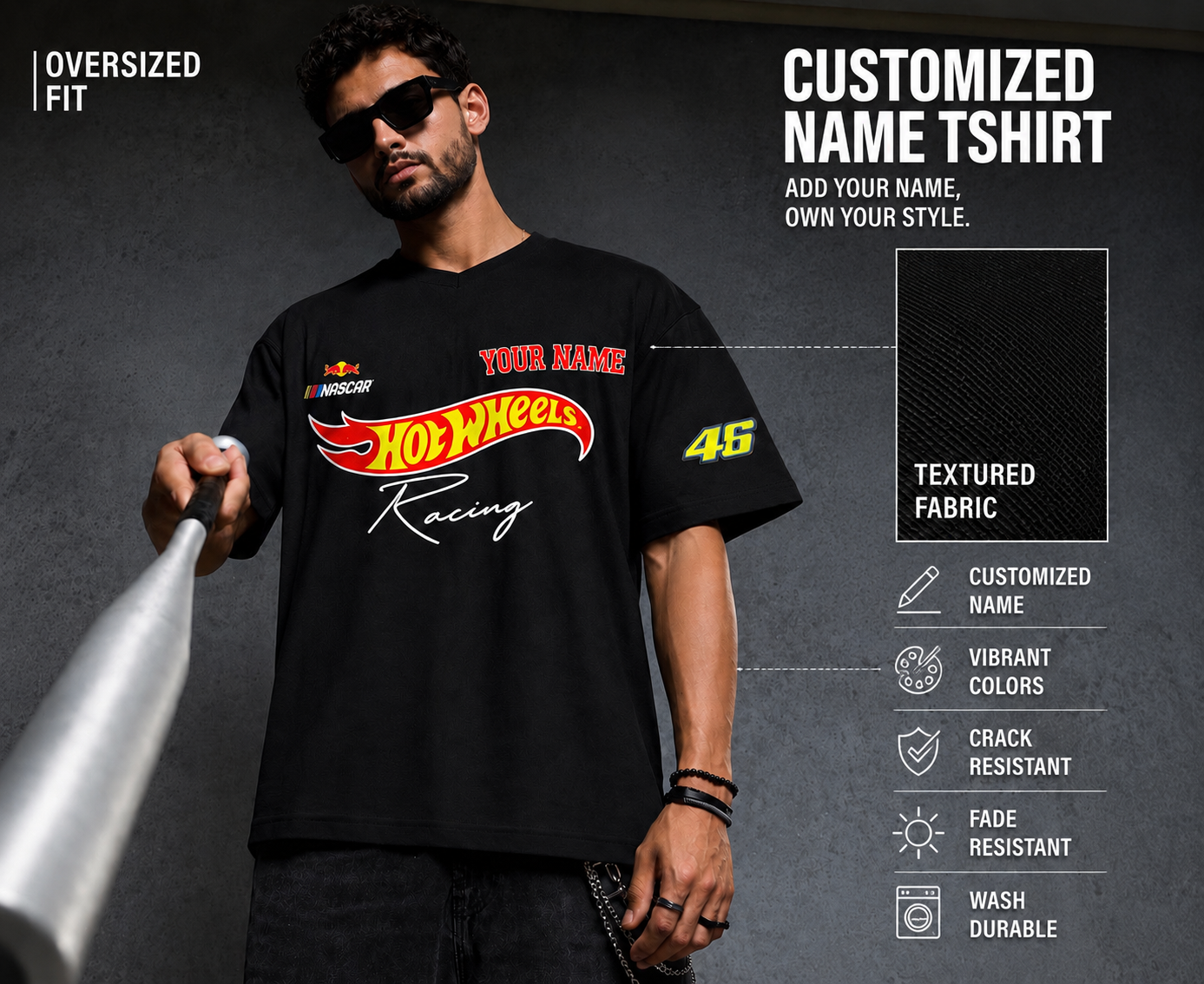 Customized Hot Wheels Name Print T-Shirt🏎