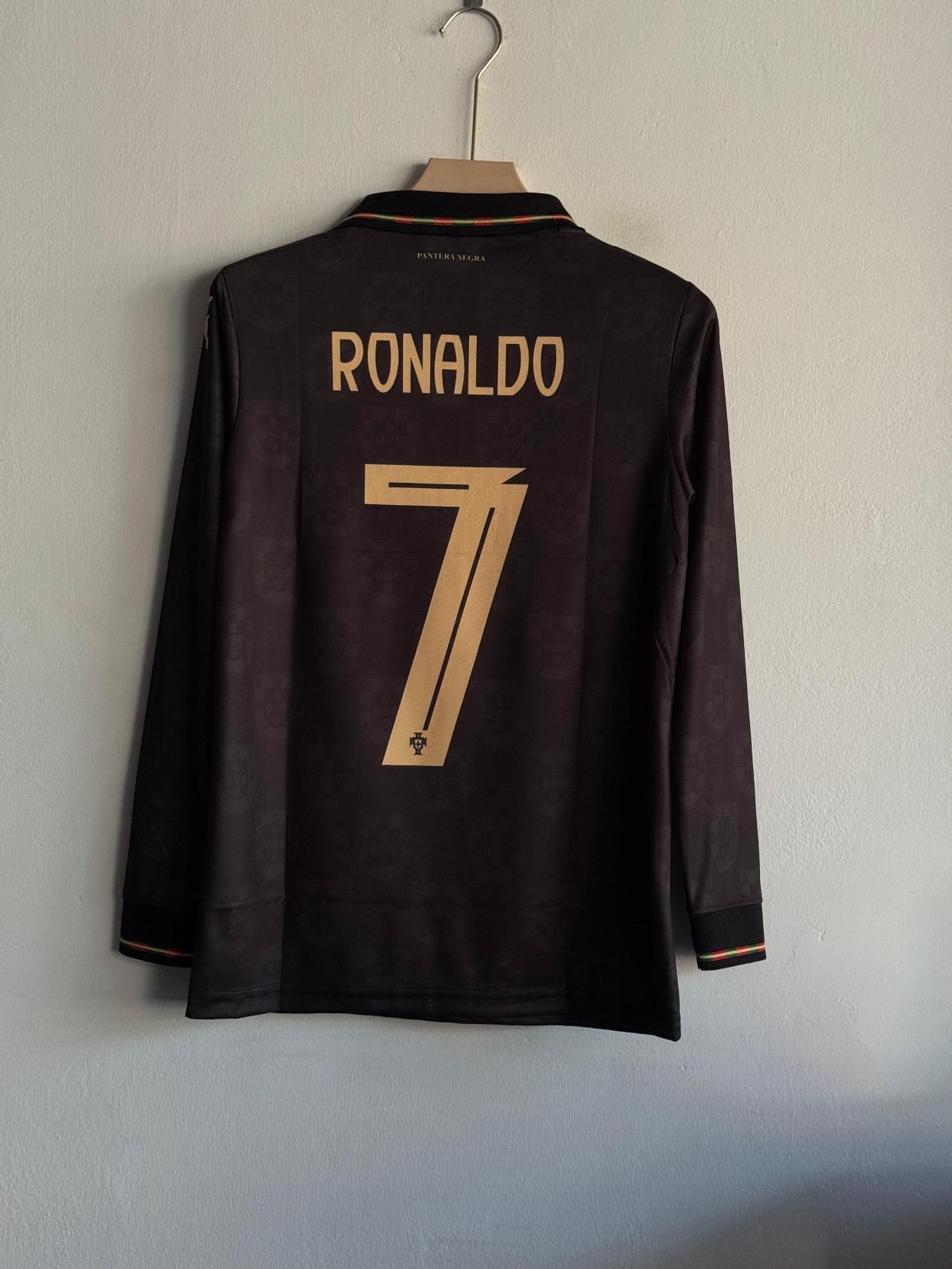 🇵🇹Portugal Black Long Sleeve Football Jersey – Premium Master Copy | Screen Print Logo🧨