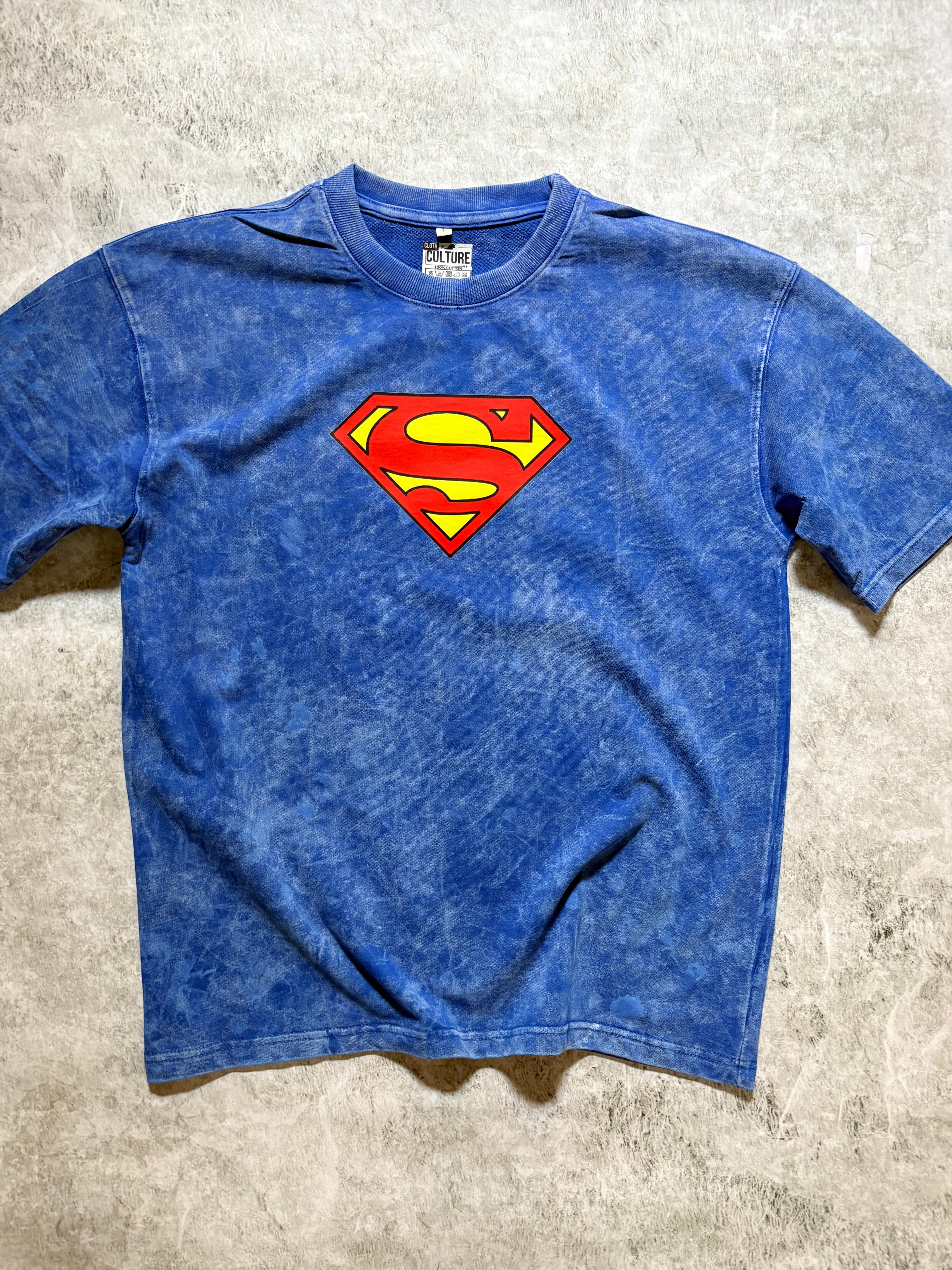 Superman Blue Acid Wash Oversized Tee🦸‍♂️