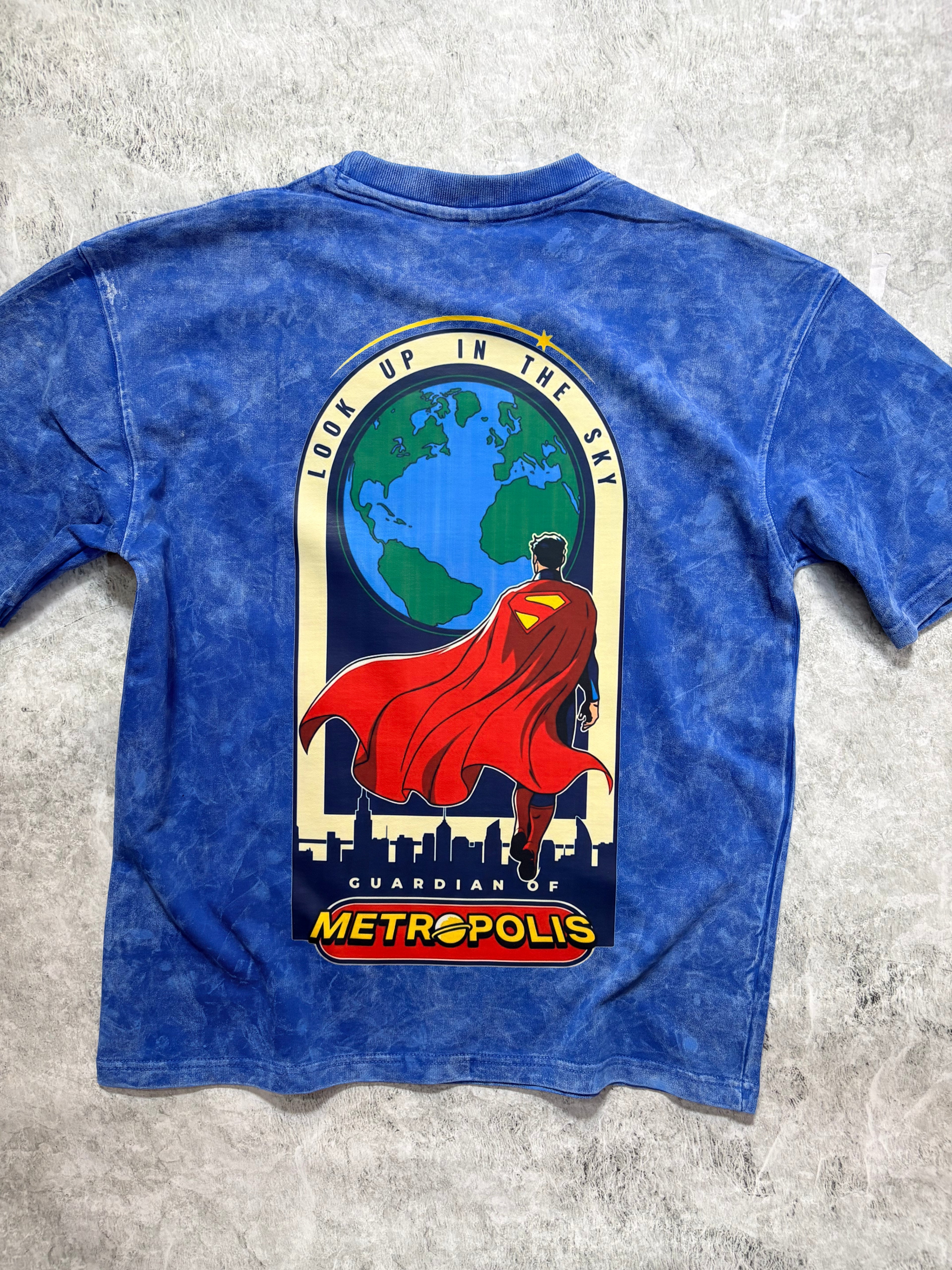Superman Blue Acid Wash Oversized Tee🦸‍♂️