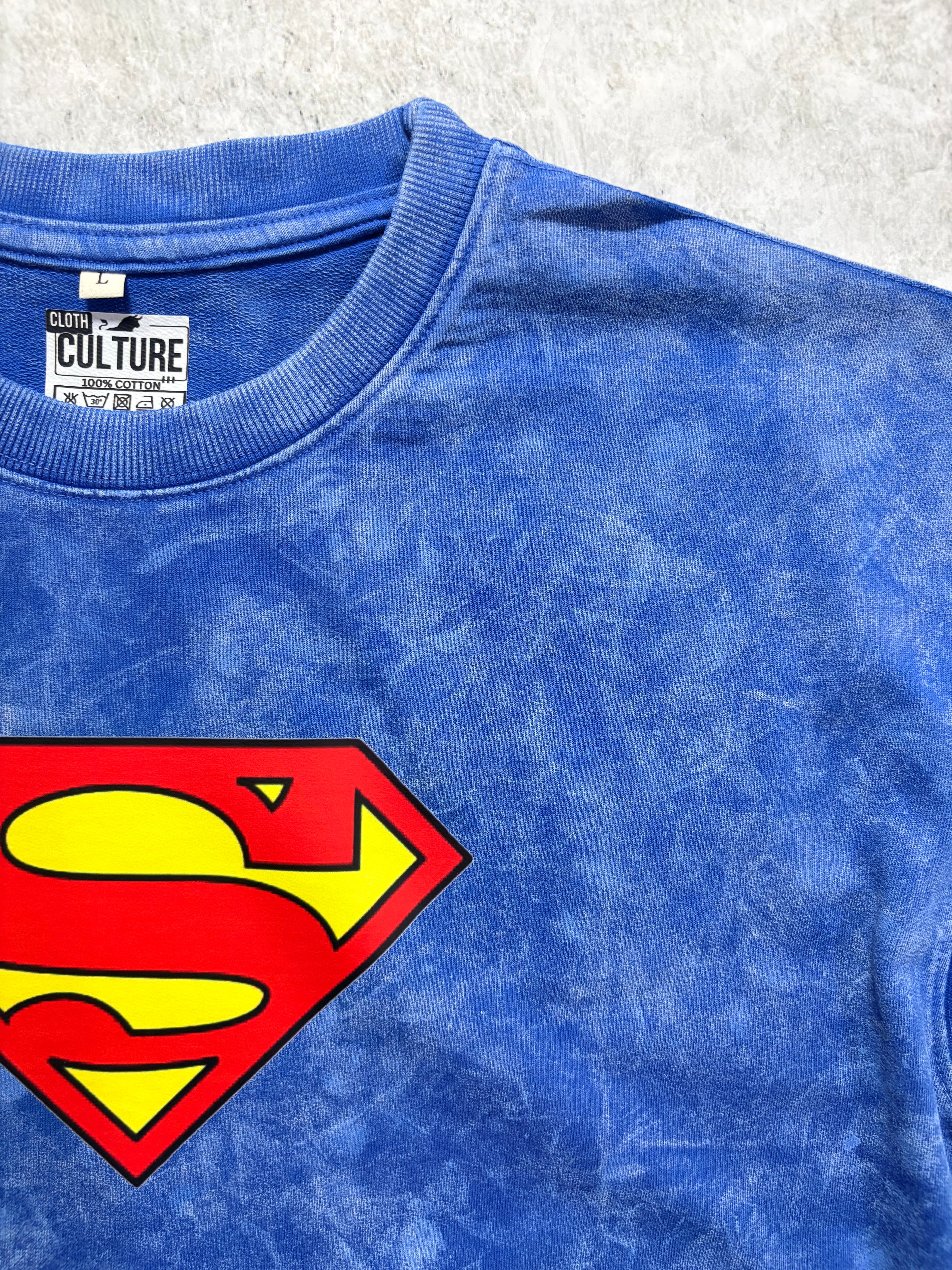 Superman Blue Acid Wash Oversized Tee🦸‍♂️