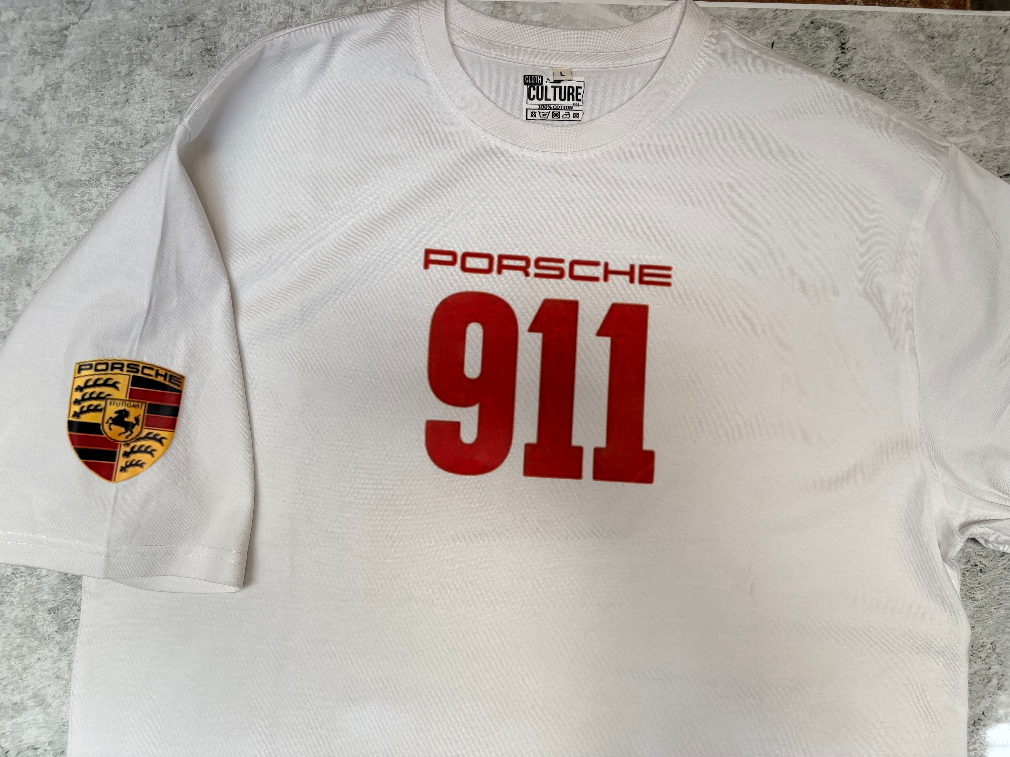 Porsche 911 White T-Shirt – 240 GSM