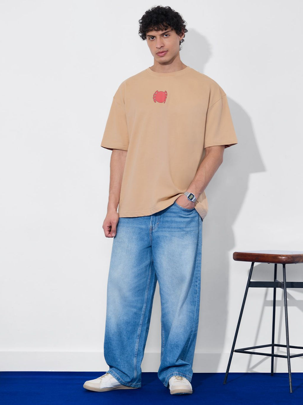 Biege Friendly Neighborhood Spider Oversized Tee🕷️