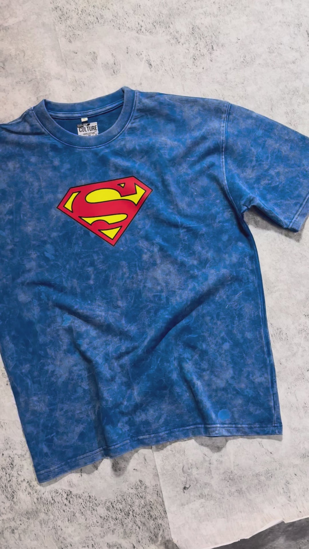 Superman Blue Acid Wash Oversized Tee🦸‍♂️